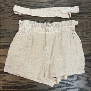 Women’s M Medium Kittenish Silk High Rise Belted Cheetah Shorts
